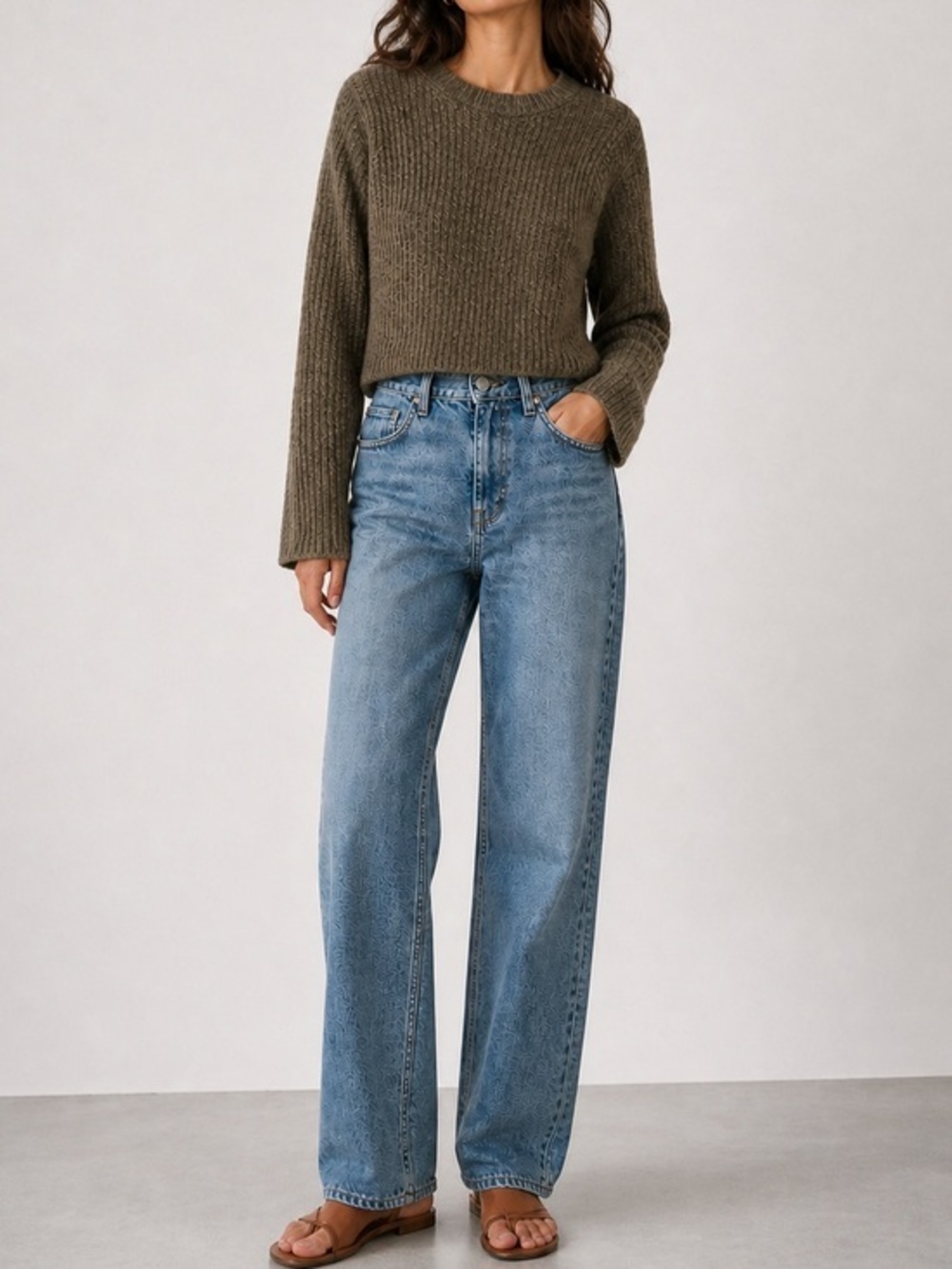 Derek lam 10 Crosby alpaca blend moss green knit Ryan sweater